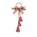 Rustic Christmas bells with red plaid bow, pine cones, and greenery on jute rope - Style B Red Bell String