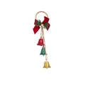Christmas jute rope hanging decoration with red bow, pine needles and metal bells - Style C Classic Color Bells (Red/Green/Gold)