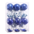 Set di palline di Natale blu e trasparenti in una scatola regalo di plastica - 6cm / Blu Oro