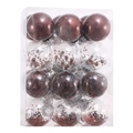 Set di 12 palline di Natale marroni, opache e con decorazioni in scatola trasparente - 6cm / caffè