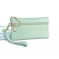 Bolso de mano minimalista de cuero PU verde claro con cremallera dorada y correa de mano - Verde de Sueño