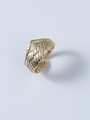 Anillo de alas de ángel dorado con banda abierta ajustable y textura de plumas fina - Textura 3D/Artesanía Bañada en Oro / Dorado