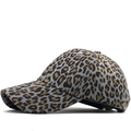Women's faux suede baseball cap with leopard print and a curved brim for sun protection - Gray