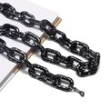 Catenella per occhiali in acrilico nero a schizzi con maglie spesse e chiusura argento - Nero Marmorizzato
