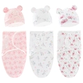 Ensemble Trois-en-un Double Face (lapin À Longues Oreilles Fondation + Bébé Ange Magique Fille + Ours Rose) Lange + Bonnet / 50*73cm