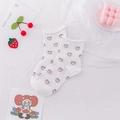 Calze bianche in cotone da donna con stampe di pesche e bordi arrotolati morbidi - Taglia unica / Pesca