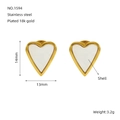 Pendientes de corazón minimalistas en acero inoxidable chapado en oro 18k con concha - Borde Dorado Corazón de Concha Blanca / Oro de 18K / Blanco