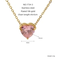 Collar de lujo con corazón en acero inoxidable bañado en oro 18k y circón rosa - Rosa