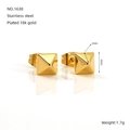 Minimalist 18k gold plated stainless steel pyramid stud earrings in a glossy finish - Gold