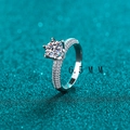 Elegant S925 sterling silver ring with 6.5mm moissanite stone in classic silver finish - 6.5mm Zirconia