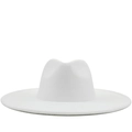 Klassieke witte wollen fedora hoed met een brede rand en een elegante gedeukte kroon - Eén Maat 58cm / Wit
