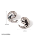 Orecchini a virgola minimalisti in argento lucido acciaio con specifiche di misura - Color Acciaio (KE113009-WGJD)