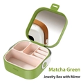 Matcha green portable jewelry box with built-in mirror and handle for travel - Jewelry Box with Mirror (TPE) / Matcha Green