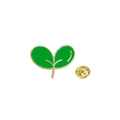 Broche esmaltado en forma de brote verde con bordes dorados y cierre de mariposa - Brote