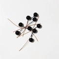 Nine pieces of artificial 10mm black berries on brown stems for DIY Christmas gift boxes - Black
