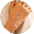 Bracciale ad anello dorato con perline blu cielo e design integrato con zirconi - Colore Oro (Stile Turchese)