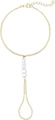 Elegante bracciale anello placcato oro con cinque perle bianche e chiusura a moschettone - Stile perla irregolare dorato
