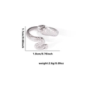 Silver fishtail snake ring in titanium steel with detailed scales and open adjustable band - TYR0369 / Silver Snake Scales
