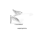 Silver leaf shaped open ring in titanium steel with detailed vein texture for women - TYR0375 / Silver Leaf Wrapped