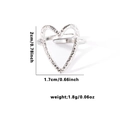 Adjustable silver fish tail heart ring in titanium steel with textured finish - TYR0507 / Silver Large Hollow Heart