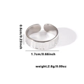Silver-colored fishtail textured open ring with 0.6cm width and 1.7cm inner diameter - TYR0508 / Silver Striped Texture