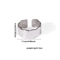 Silver woven texture titanium steel open ring with 0.9cm width and braided pattern - Tyr0378 / Adjustable Open