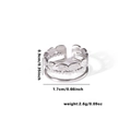 Silver multi-layer fishtail ring with wave patterns and beads, 0.9cm width band - TYR0379 / Silver Wave Bead Multi-layer