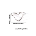 Adjustable silver heart-shaped open ring in titanium steel with hollow minimalist design - TYR0513 / Silver Minimalist Heart