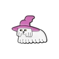 Mignonne épingle en émail chiot fantôme avec chapeau de sorcier violet d'Halloween - Style Chien Fantôme Avec Chapeau Rose (QHXZ2305)
