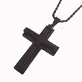 Collana con croce in acciaio inossidabile nero retrò con trama intrecciata su fondo bianco - Solo Ciondolo / Nero