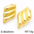 Golden geometric textured stud earrings with a stylish twisted wing pattern - Gold Three-dimensional Threaded Styling (KE114102-KFC)