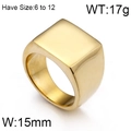 Polished gold square signet ring for men with 15mm flat surface and 17g weight - US 7 / Square Gold