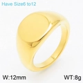 Polished gold vintage signet ring in titanium steel with 12mm wide flat surface - US 7 / Round Gold(KR104687-K)