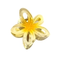 Translucent yellow gradient frangipani flower hair claw clip with golden metal spring - Hollow Plumeria [Yellow]