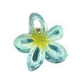 Translucent yellow and light blue gradient plumeria hair claw clip with golden spring - Hollow Plumeria [Blue]