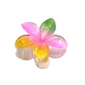 Translucent candy-colored plumeria hair claw clip with pink yellow green gradients - Tri-color Claw [Green Pink Yellow]