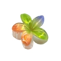 Translucent flower hair claw clip with orange, green, and purple gradient color - Tri-color Claw [Blue Green Orange]