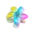 Translucent gradient plumeria hair claw clip in vibrant yellow and green resin - Tri-color Claw [Purple Blue Yellow]