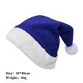 Blue and white plush adult Christmas hat with stars and overlock stitching details - Blue Short Plush (Adult)