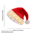 Luminous red plush Christmas hat with warm LED lights and 48x35cm dimensions - 35*48cm / Plush Light-up Hat (Warm LED)