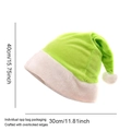 Green velvet Christmas hat with white plush trim and stars, size 15.75x11.81 inches - Green Crystal Super Soft