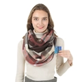 Plaid faux cashmere neck warmer with functional phone pocket in brown and red tones - Pocket Scarf F23