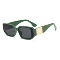 Lunettes de soleil vert foncé à monture épaisse, verres noirs et détails dorés MN - Monture Verte Verres Gris