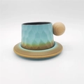 Tasse à Café et Soucoupe à Texture Martelée (Bleu Four) 300ml (Simple)