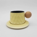Tasse à Café et Soucoupe à Texture Martelée (Jaune) 300ml (Simple)