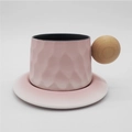 Tasse à Café et Soucoupe à Texture Martelée (Rose) 300ml (Simple)