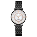 Orologio da donna al quarzo YOLAKO con cinturino nero, ghiera oro rosa e diamanti - Nero