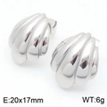 Boucles d'oreilles coquillage en acier inoxydable poli argenté au design minimaliste - Argenté