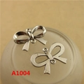 Silver bow alloy jewelry charm with double hanging loops for DIY bracelet crafting - A1004-21*15MM Antique Silver / Antique Silver
