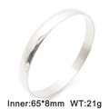 Classic silver polished stainless steel minimalist bangle bracelet with 65x8mm diameter - Steel / 65mm / Single Piece